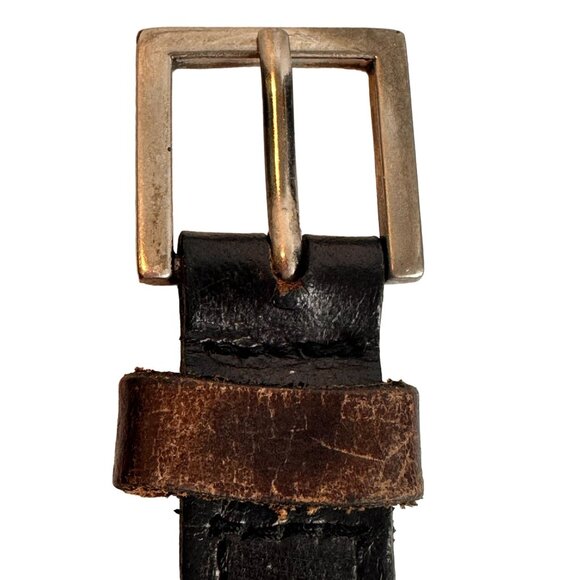 Vintage Brown Leather Belt With Cut-Out Design & Metal Buckle 42in long - Picture 3 of 8